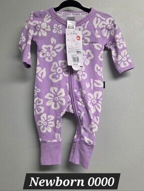 Bonds Wondersuit Floral Zip One-Piece in Lavender and White Newborn 0000
